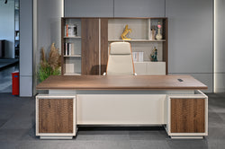 Empire File Cabinet 2.4m – Verge Walnut & Elegance Grey With LED