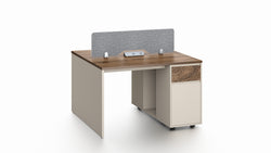 Empire 2 People Workstation With 2 Cabinets 1.2m – Walnut & Elegance Grey