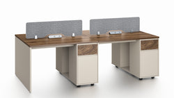 Empire 2 People Workstation With 2 Cabinets 1.2m – Walnut & Elegance Grey