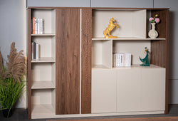 Empire File Cabinet 2.4m – Verge Walnut & Elegance Grey With LED