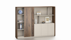 Empire File Cabinet 2.4m – Verge Walnut & Elegance Grey With LED