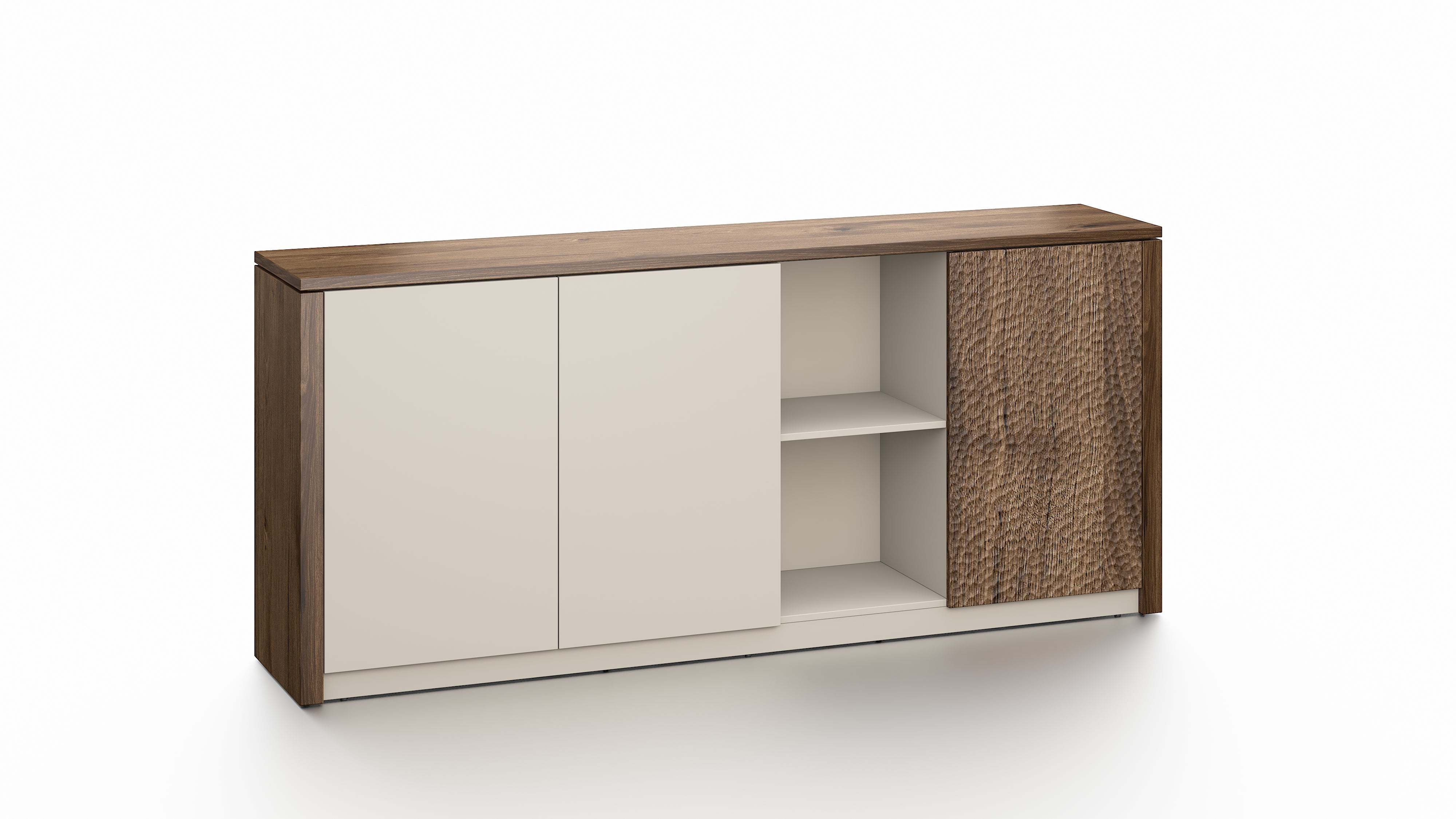 Empire Low File Cabinet 2.0m – Verge Walnut & Elegance Grey