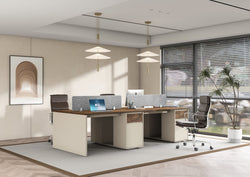 Empire 2 People Workstation With 2 Cabinets 1.2m – Walnut & Elegance Grey