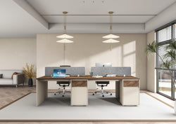 Empire 2 People Workstation With 2 Cabinets 1.2m – Walnut & Elegance Grey