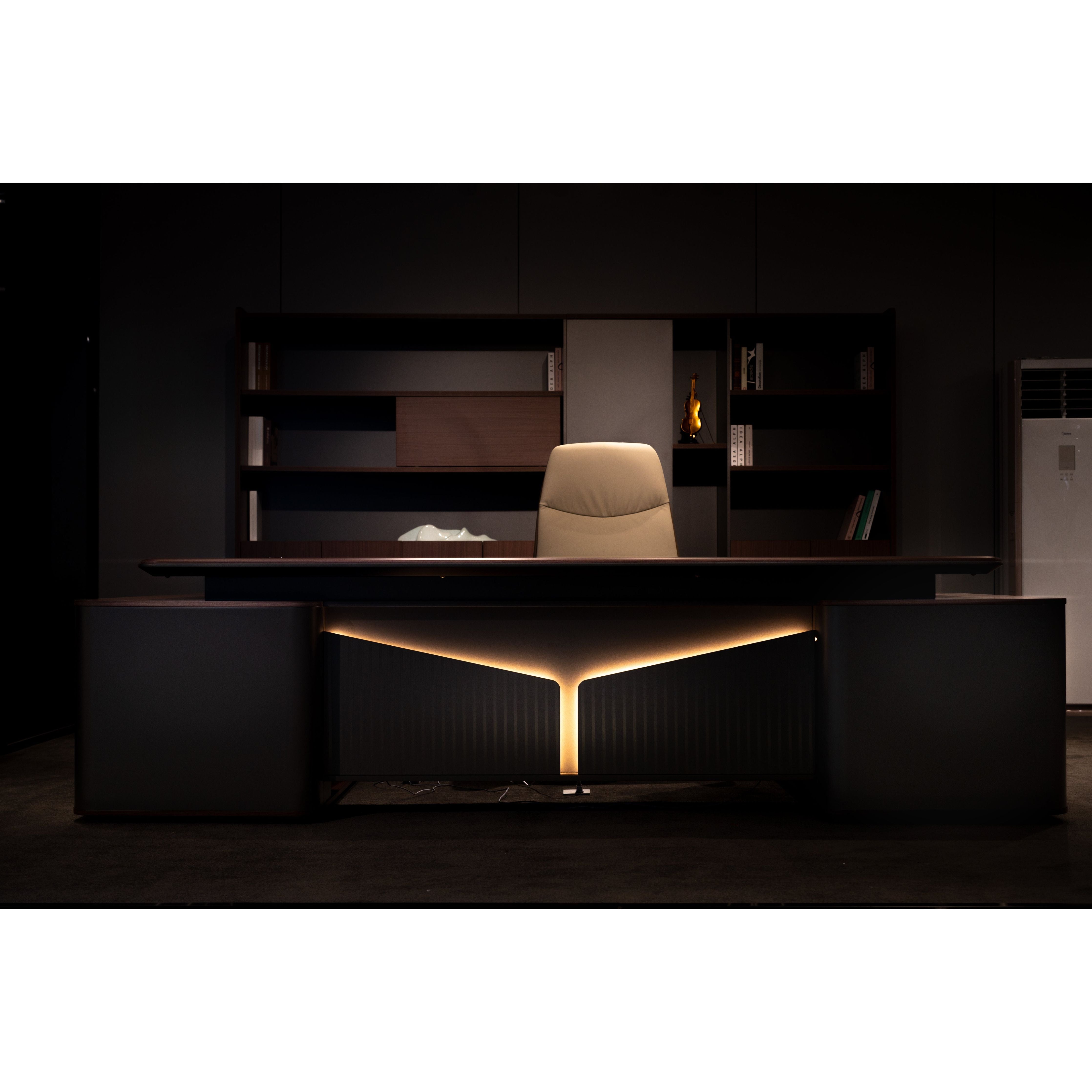 Monarch Executive Desk 2.8m -Brown Walnut & Grey
