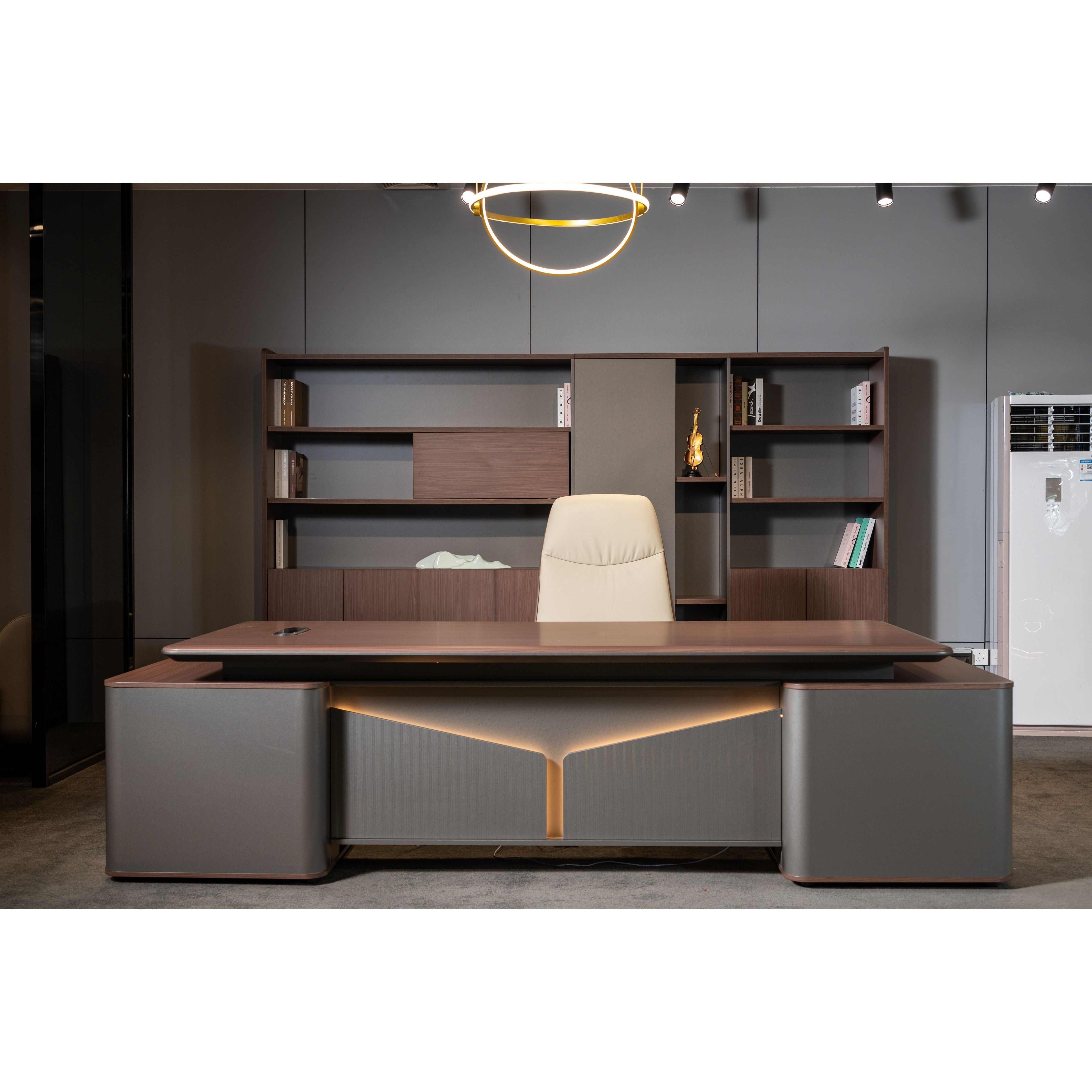 Monarch File Cabinet 3.2m -Brown Walnut & Grey