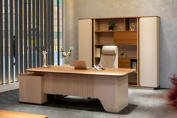 Ebony File Cabinet 2.4m -Golden Oak & Grey