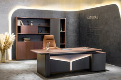 Imperium Executive Desk 2.0m -Walnut & Grey