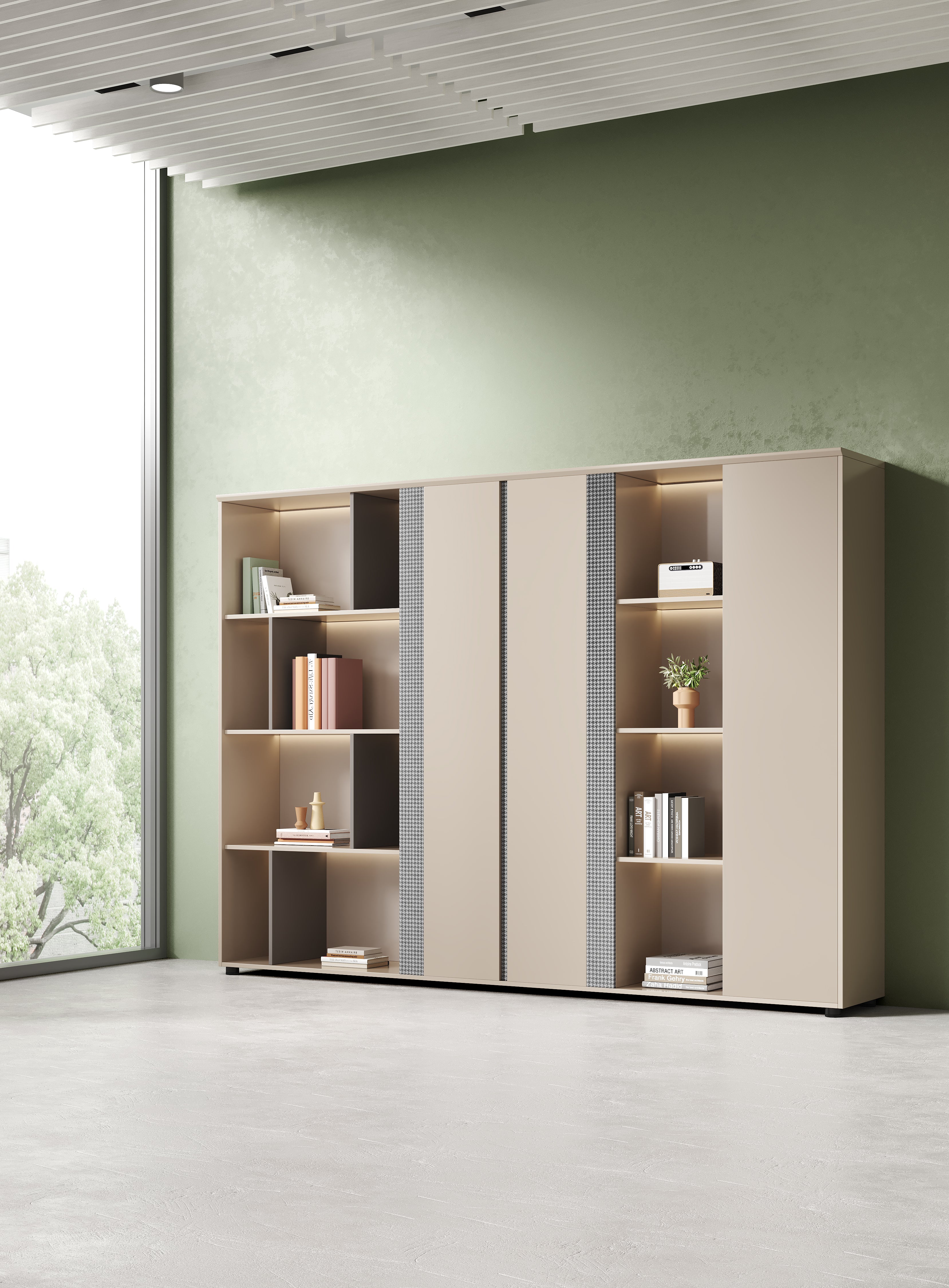 Milano File Cabinet 2.4m – Wooden Grain Finish