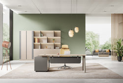 Milano Executive Desk 2.0m Left Return – Wooden Grain Finish