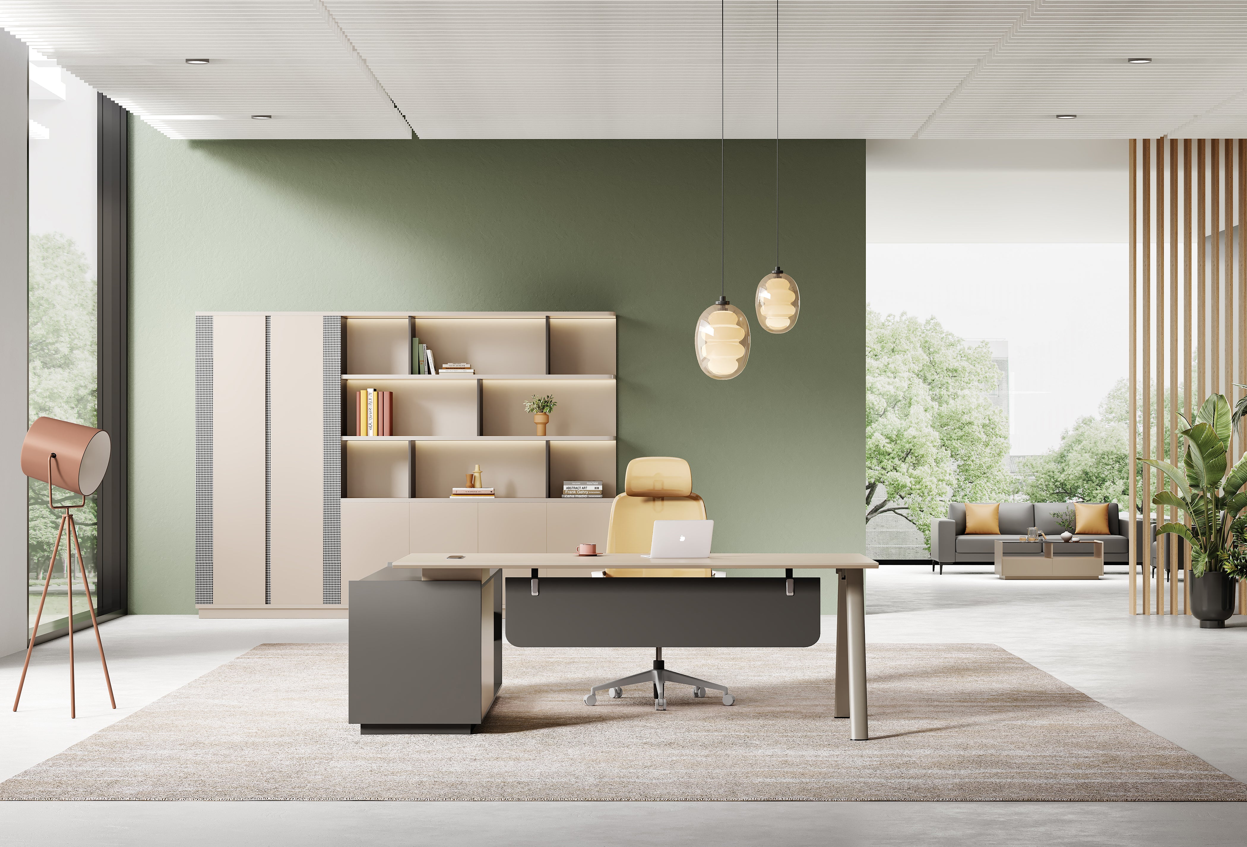 Milano Executive Desk 2.0m Left Return – Wooden Grain Finish