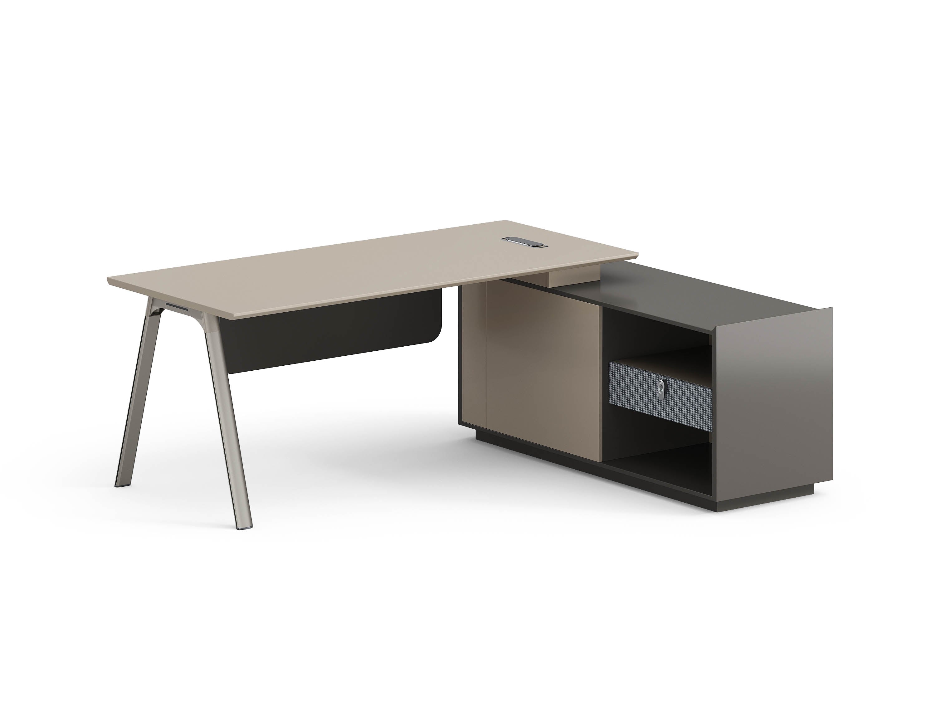 Milano Executive Desk 2.0m Left Return – Wooden Grain Finish