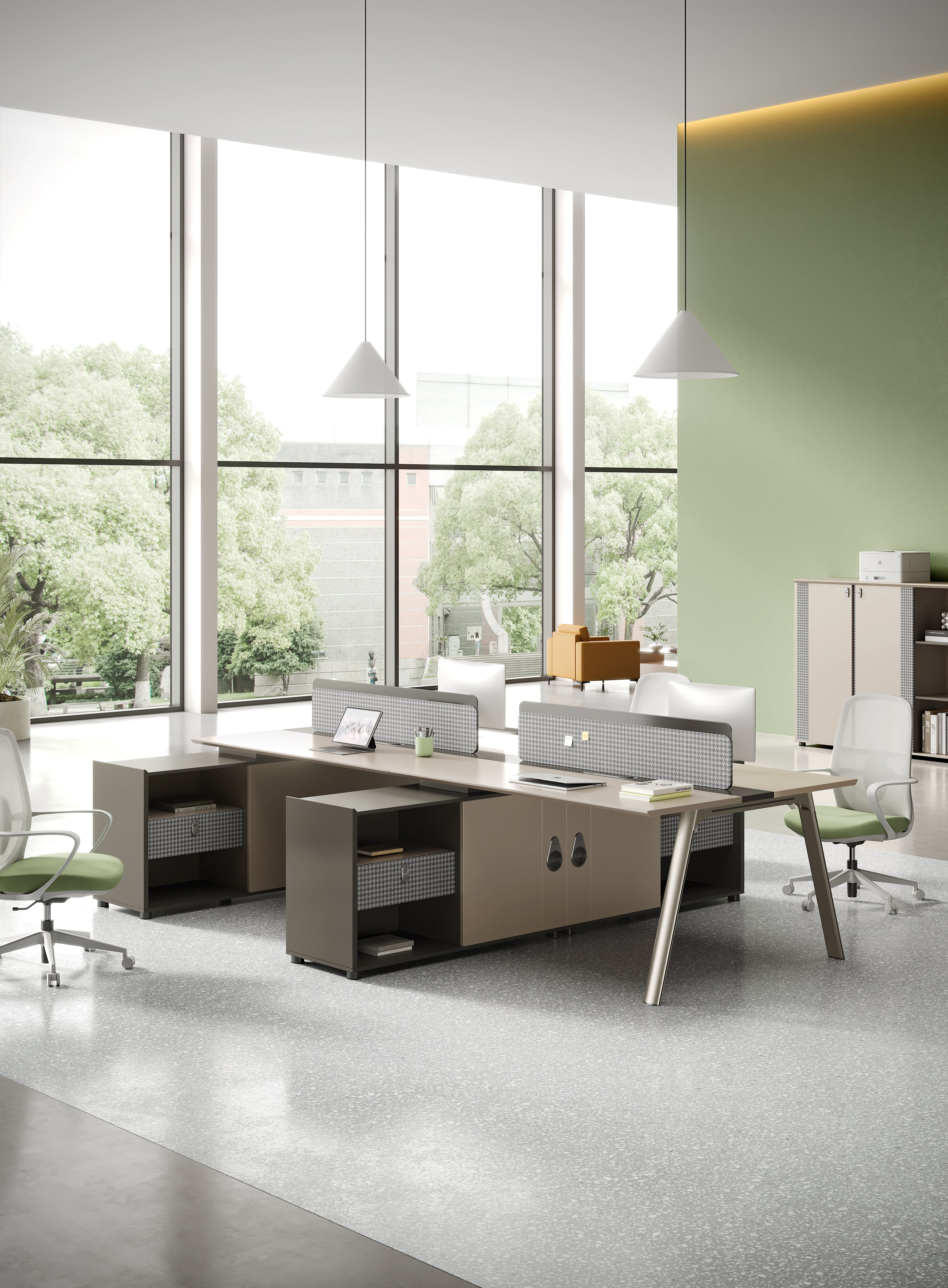 Milano 2 People Workstation 1.2m Extention – Wooden Grain Finish