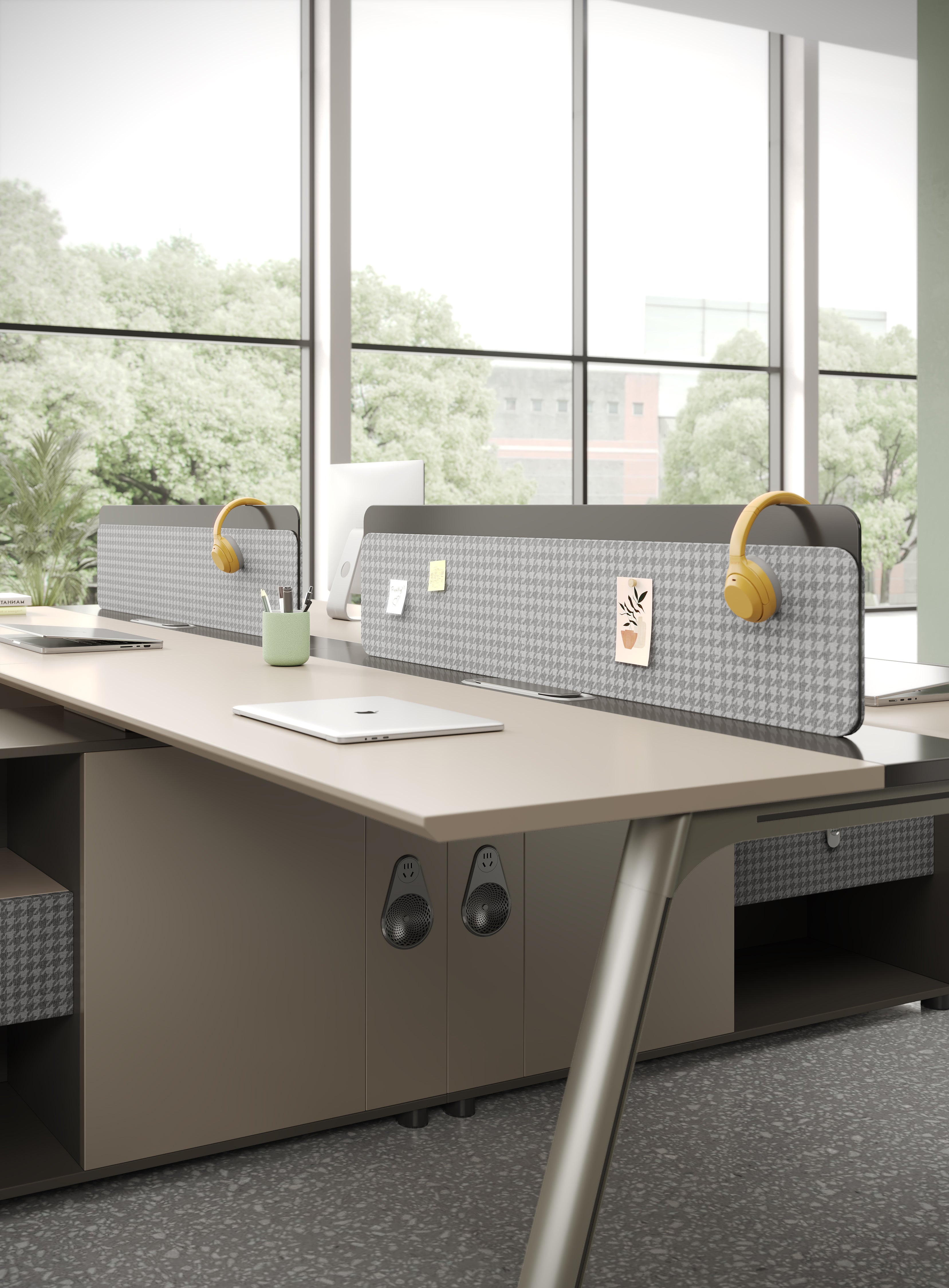 Milano 2 People Workstation 1.2m Extention – Wooden Grain Finish