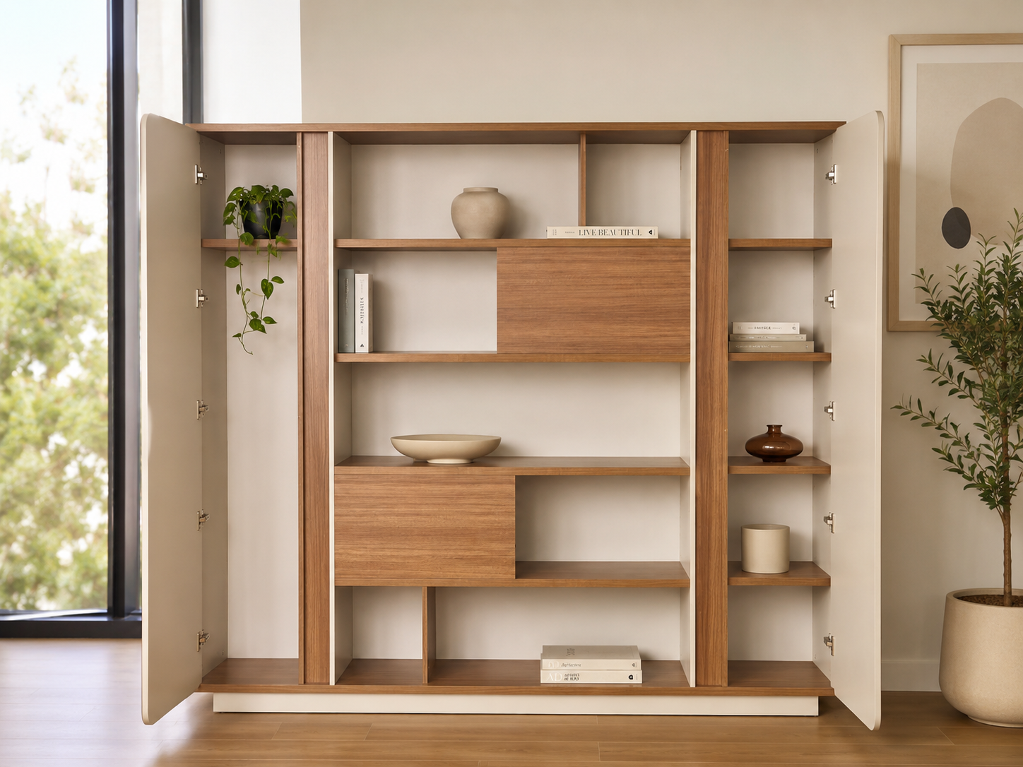 Ebony File Cabinet 2.4m -Golden Oak & Grey