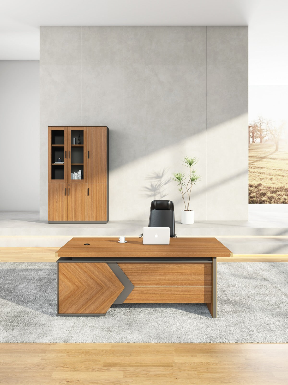 Oxford File Cabinet 1.2m -Golden Oak & Grey