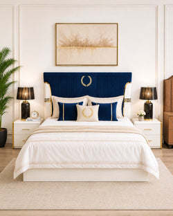 FC Royal Blue Queen Gas Lift Storage Bed with Bedside Tables (Melbourne only)