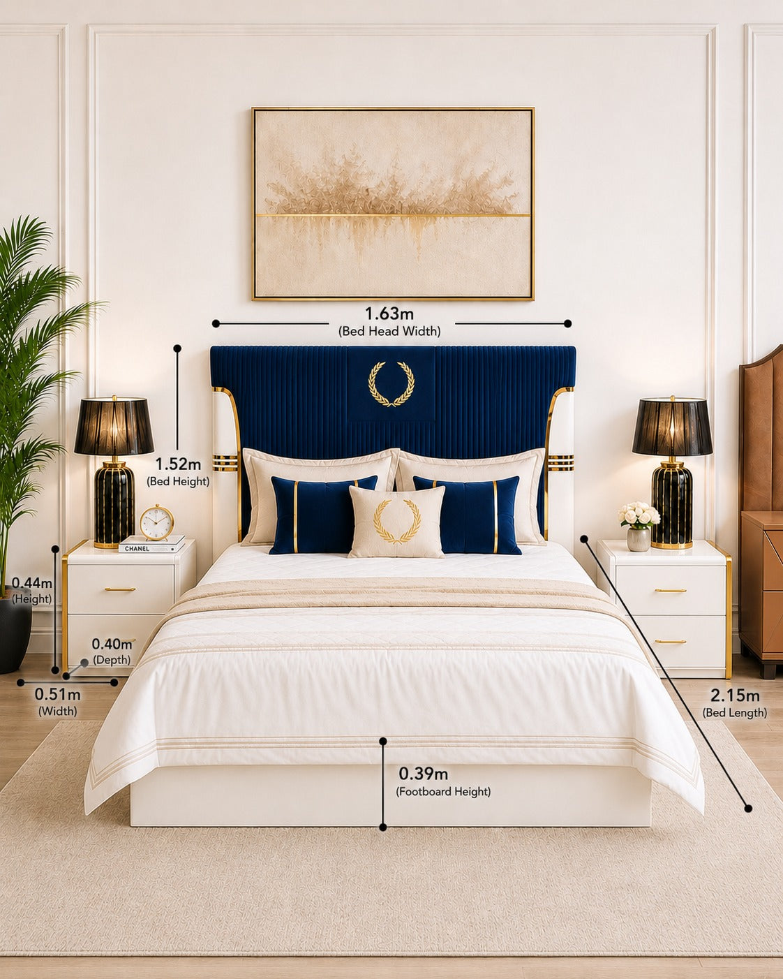 FC Royal Blue Queen Gas Lift Storage Bed with Bedside Tables (Melbourne only)
