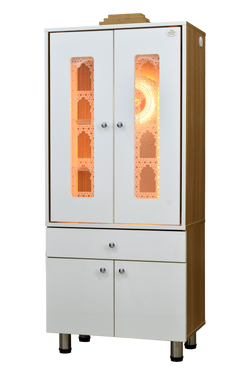 FC Designer Wooden Mandir with Pocket Doors & LED Lighting