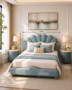 FC Light Blue Queen Gas Lift Storage Bed with Bedside Tables (Melbourne only)