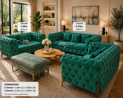 FC Sofa Green Velvet 3+2+2 Seater Velvet Lounge Suite (Melbourne only)