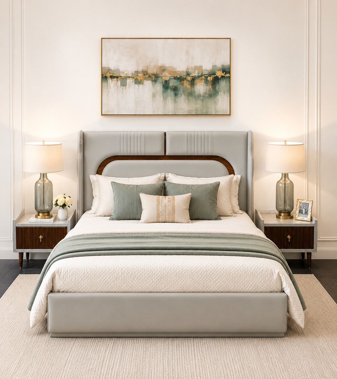 FC Luxury King Size Gas Lift Storage Bed with Bedside Tables( Melbourne only)