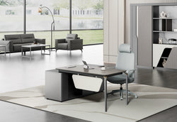 Raymond Executive Desk 1.8m – Wooden Grain Finish with Wire Management