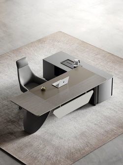 Reddington Executive Desk 2.4m Left Return – Wooden Grain Finish