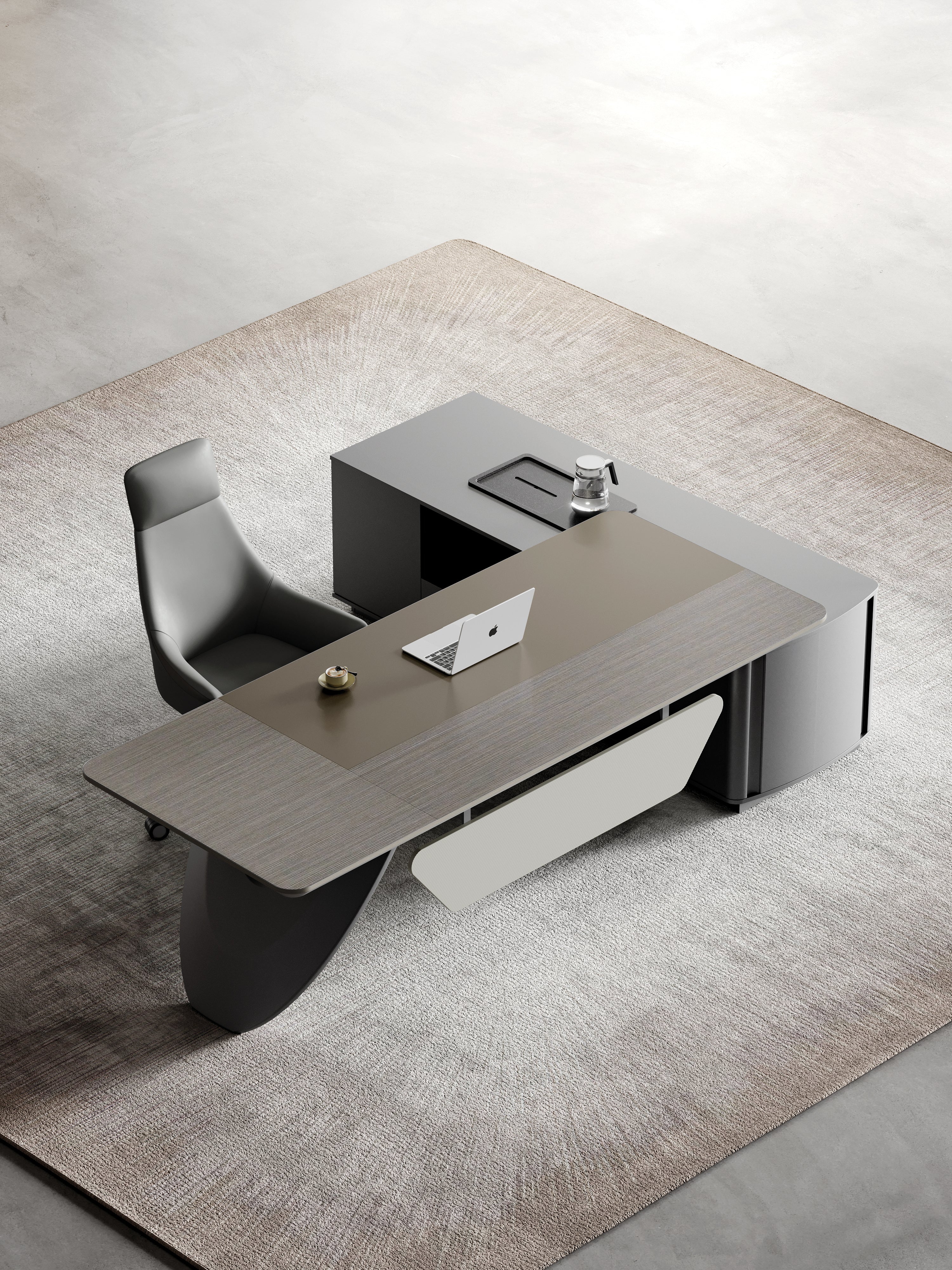 Reddington Executive Desk 2.4m Left Return – Wooden Grain Finish