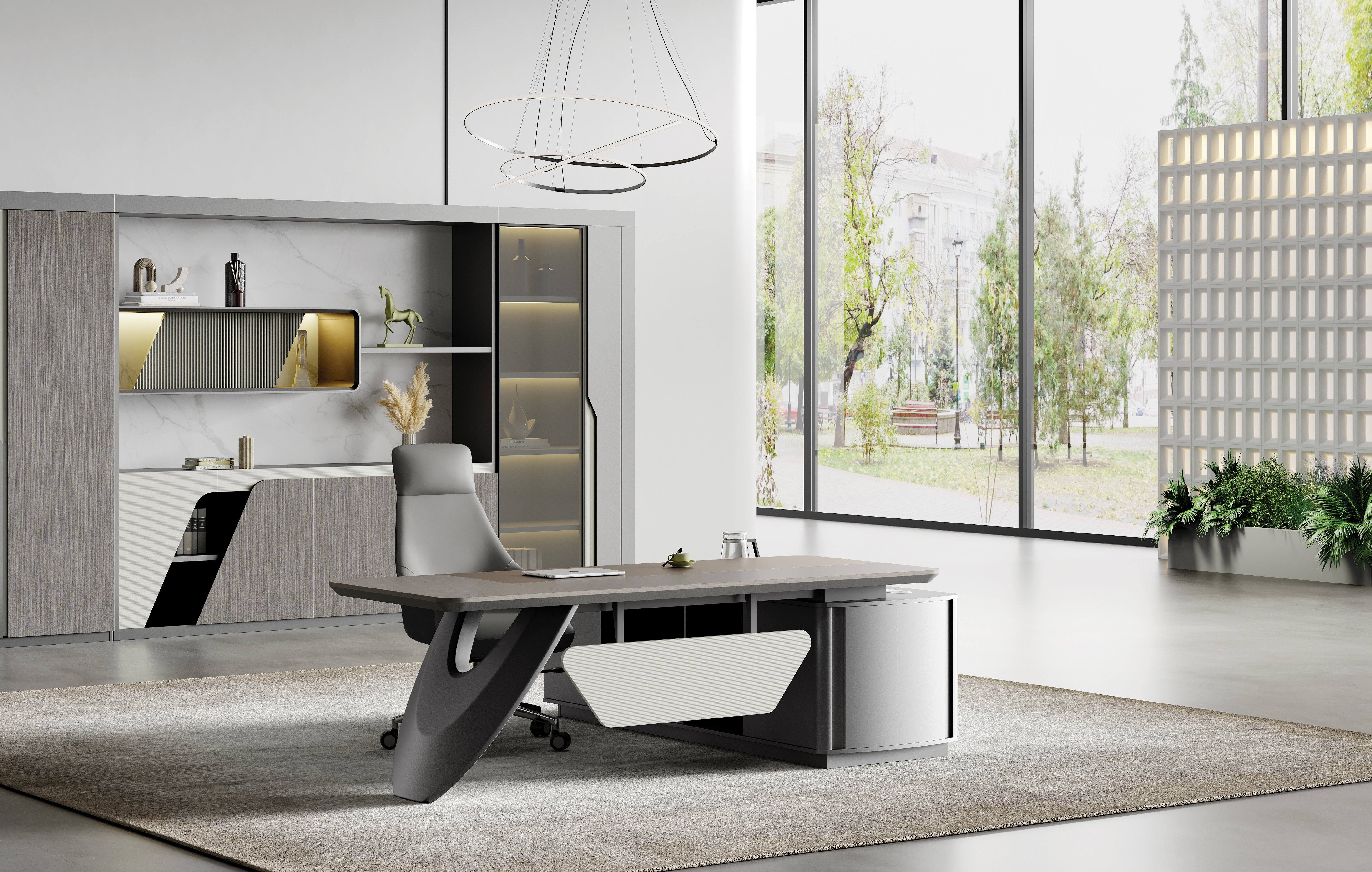 Reddington Executive Desk 2.4m Left Return – Wooden Grain Finish