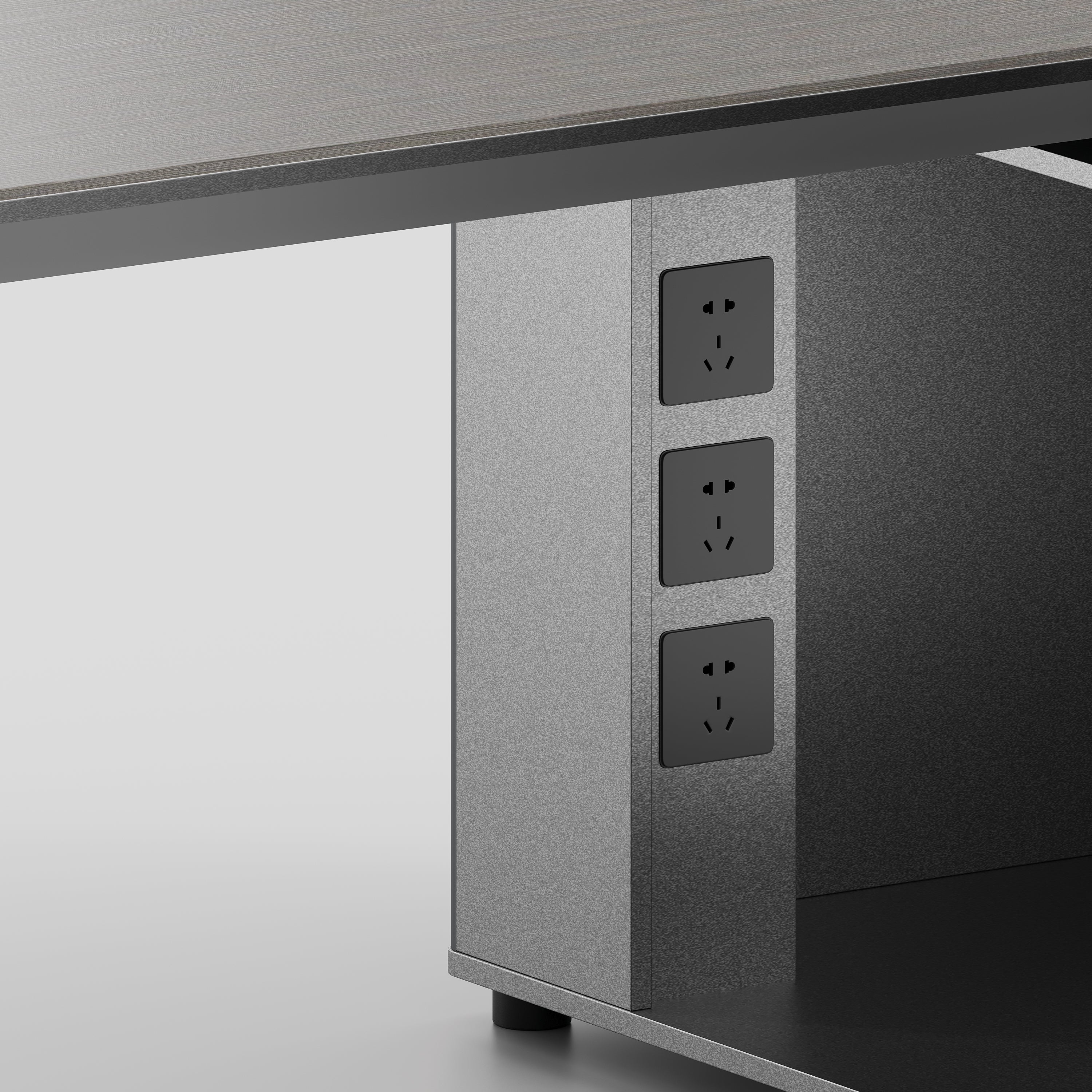 Raymond Executive Desk 1.8m – Wooden Grain Finish with Wire Management