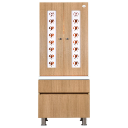 F C Natural Teak Finish Mandir with doors 5' x 2'