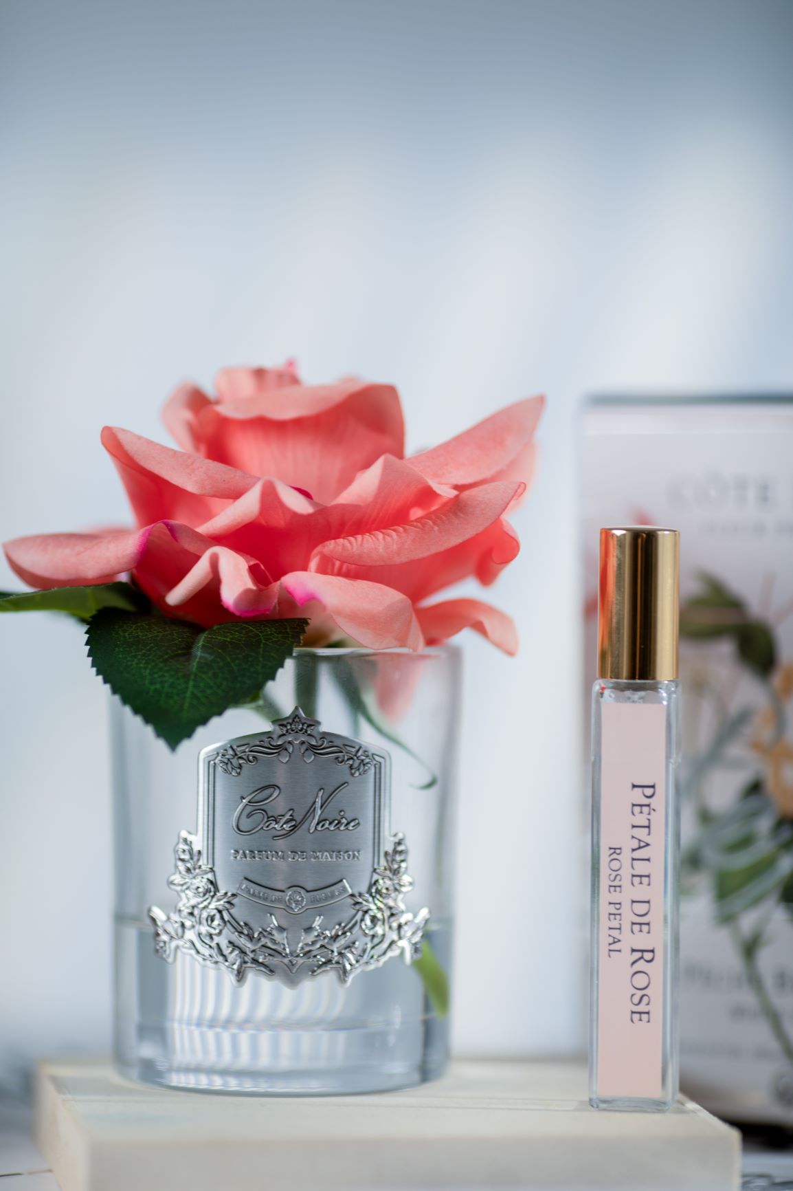 Cote Noire Perfumed Natural Touch Single Rose - Clear - Peach - GMR05