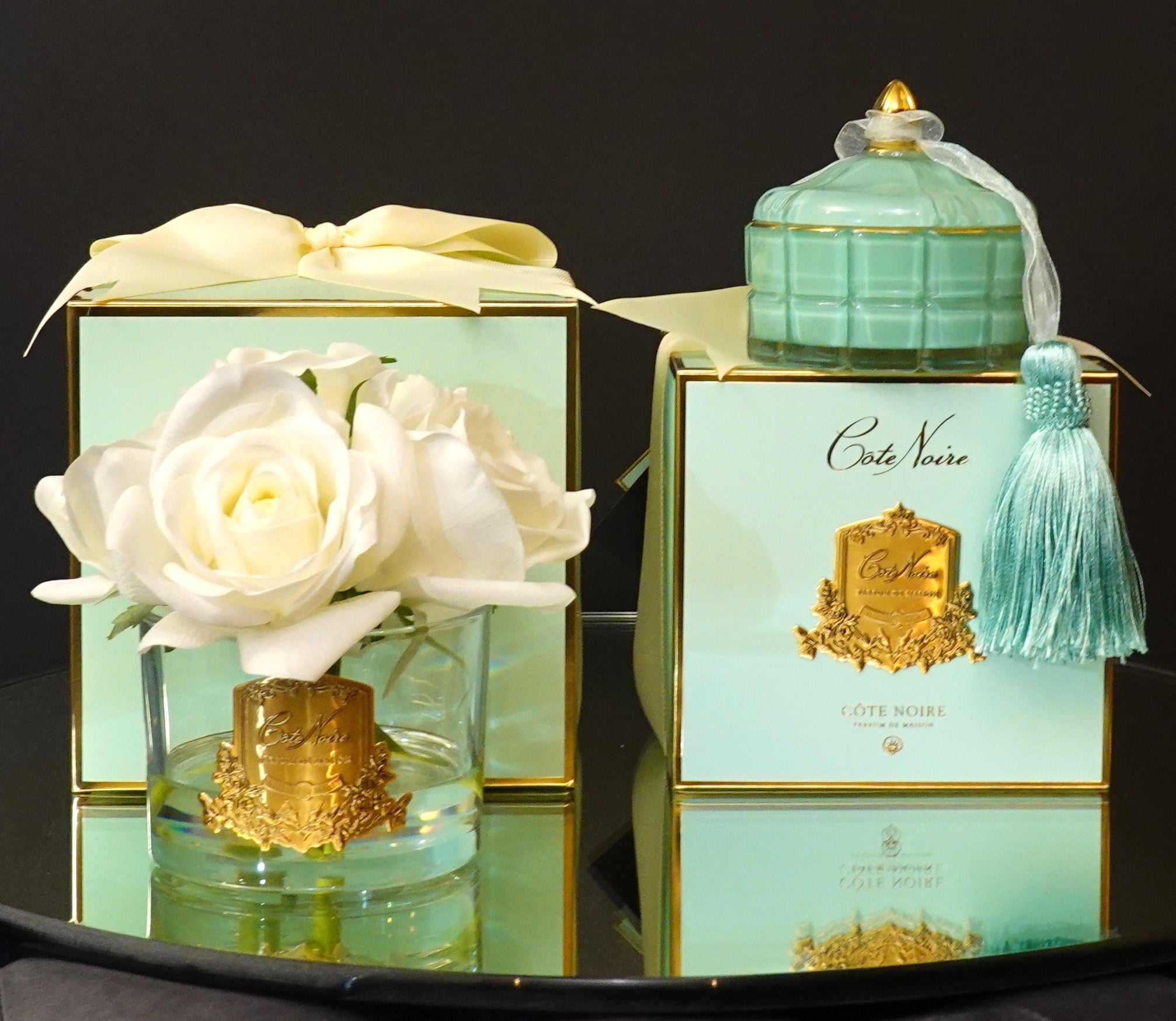 Cote Noire Perfumed Natural Touch 5 Roses - Clear & Gold Badge - Ivory White - GMR92 - Jade Tiffany Box