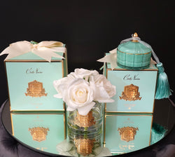 Cote Noire Perfumed Natural Touch 5 Roses - Clear & Gold Badge - Ivory White - GMR92 - Jade Tiffany Box