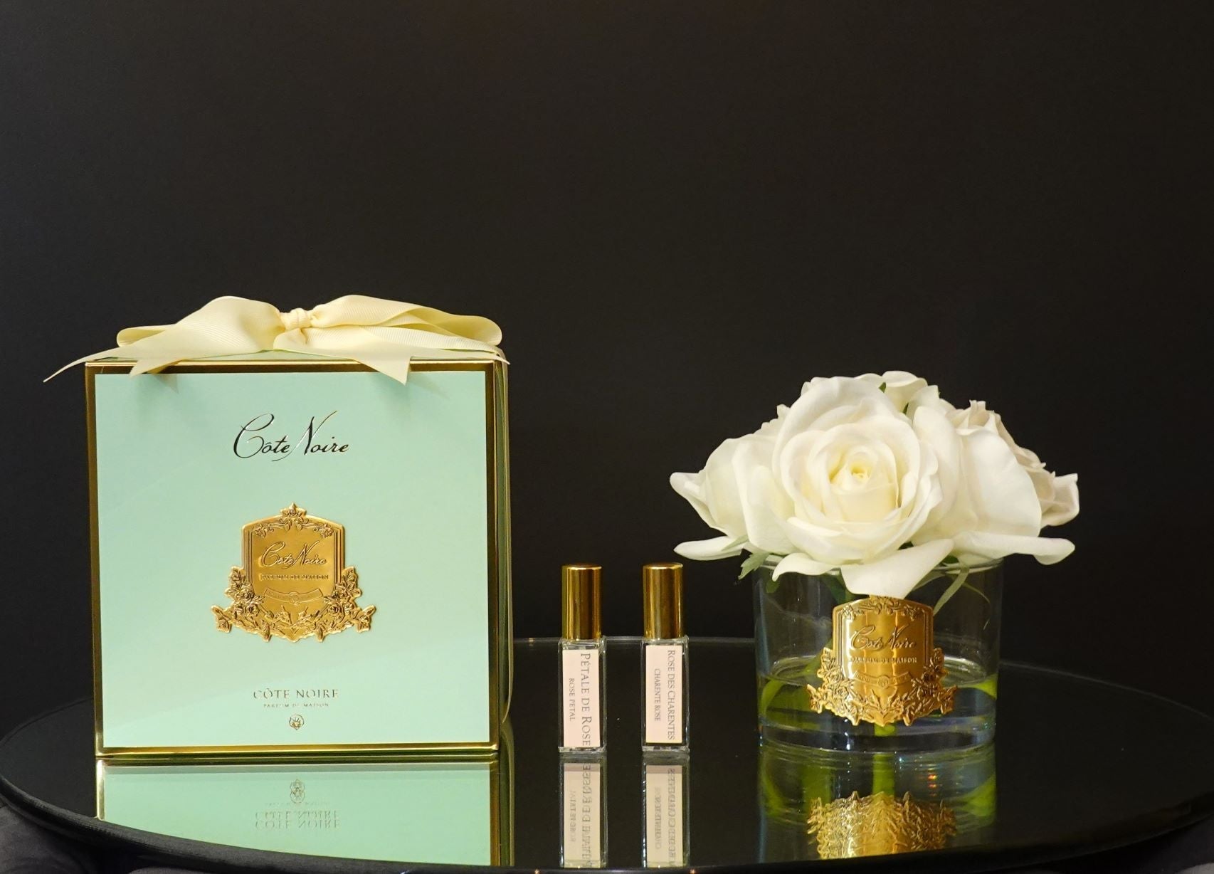 Cote Noire Perfumed Natural Touch 5 Roses - Clear & Gold Badge - Ivory White - GMR92 - Jade Tiffany Box