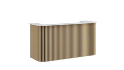 Meiko Reception Desk Oak Panels With White Top 210cm