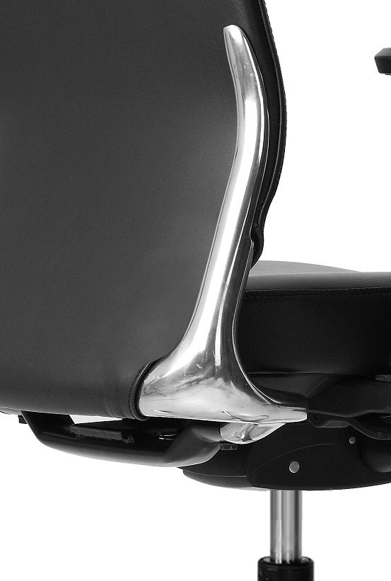 Burton High Back Leather Chair – Black | Premium Leather & Aluminium Base