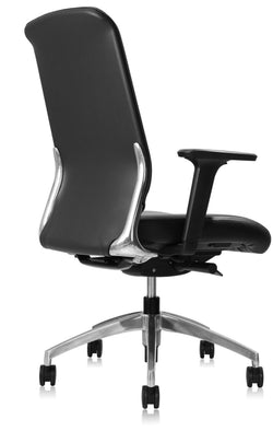 Burton High Back Leather Chair – Black | Premium Leather & Aluminium Base