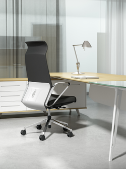 Dustin Executive Leather Chair – Black & White | Leather & Aluminium