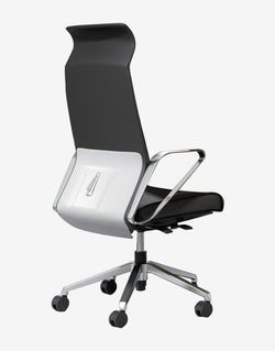 Dustin Executive Leather Chair – Black & White | Leather & Aluminium