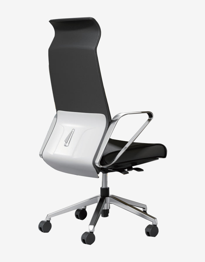 Dustin Executive Leather Chair – Black & White | Leather & Aluminium