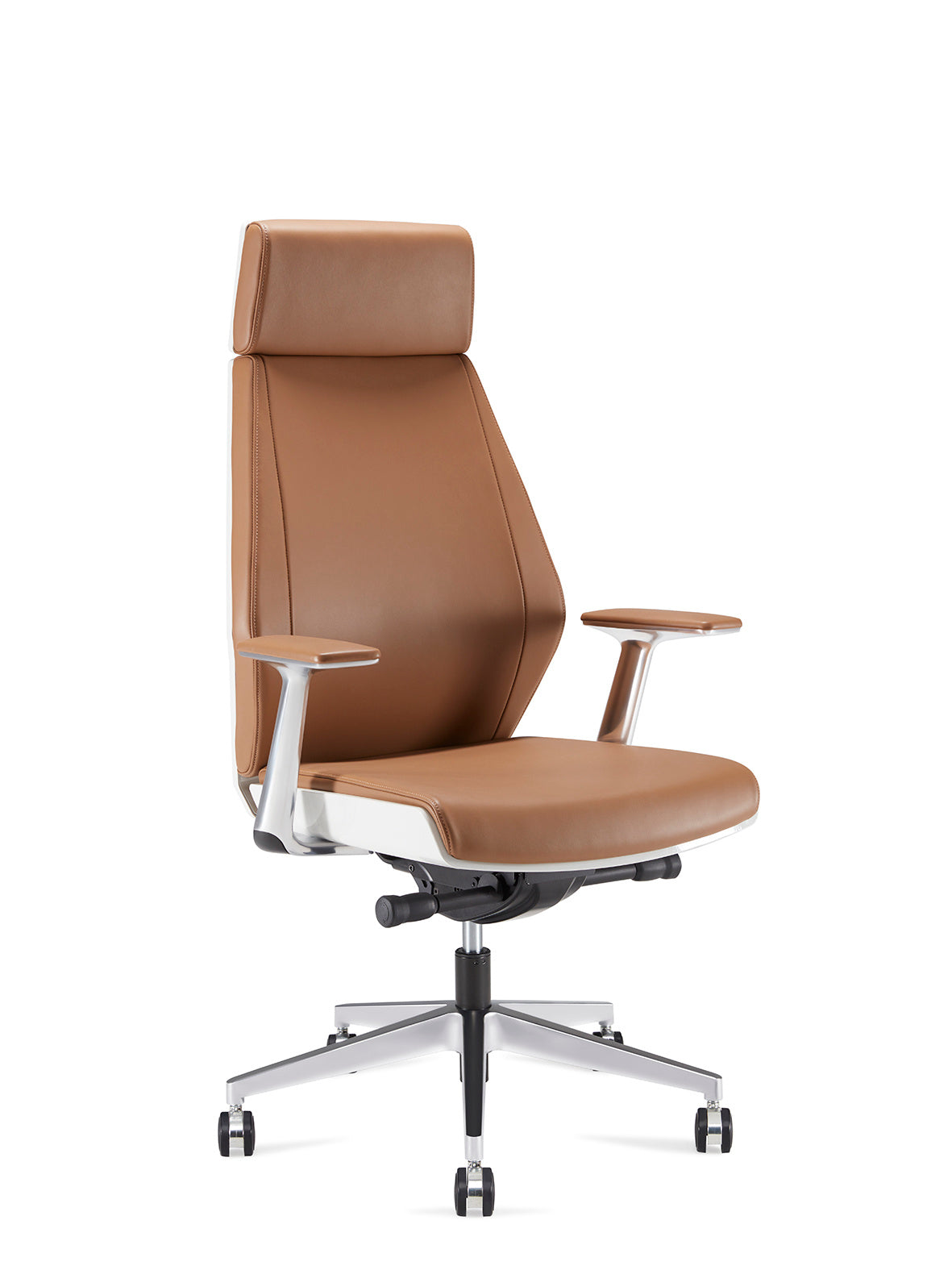 Executor IV Leather Chair – Tan & White | Leather & PVC Shell