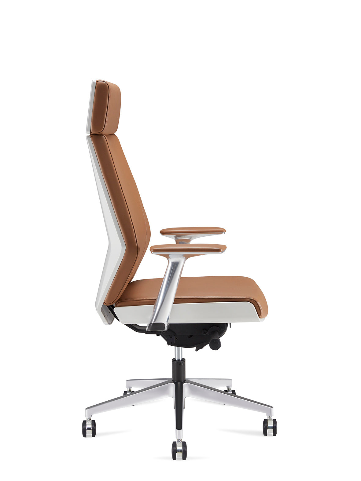 Executor IV Leather Chair – Tan & White | Leather & PVC Shell