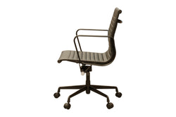Kaplan Medium Back Office Chair – Black | PU Leather & Matt Black Base