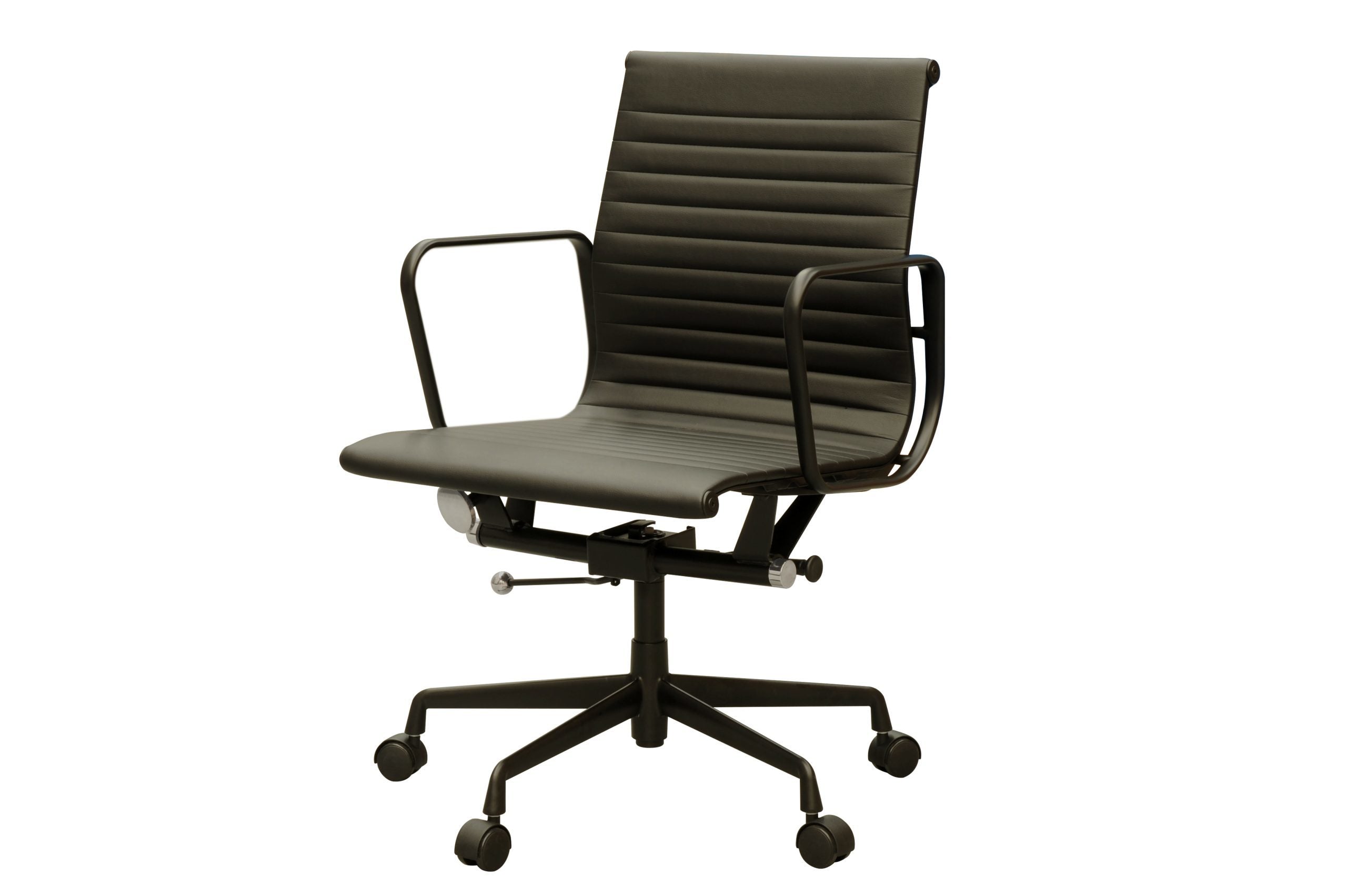Kaplan Medium Back Office Chair – Black | PU Leather & Matt Black Base