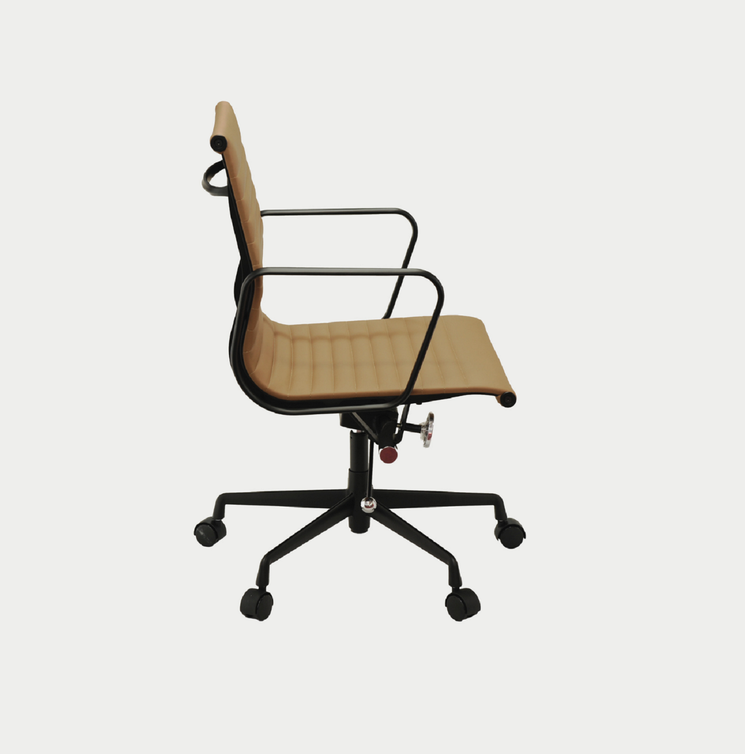 Kaplan Medium Back Office Chair – Tan | PU Leather & Matt Black Base