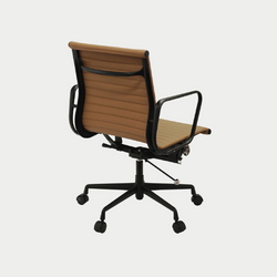 Kaplan Medium Back Office Chair – Tan | PU Leather & Matt Black Base