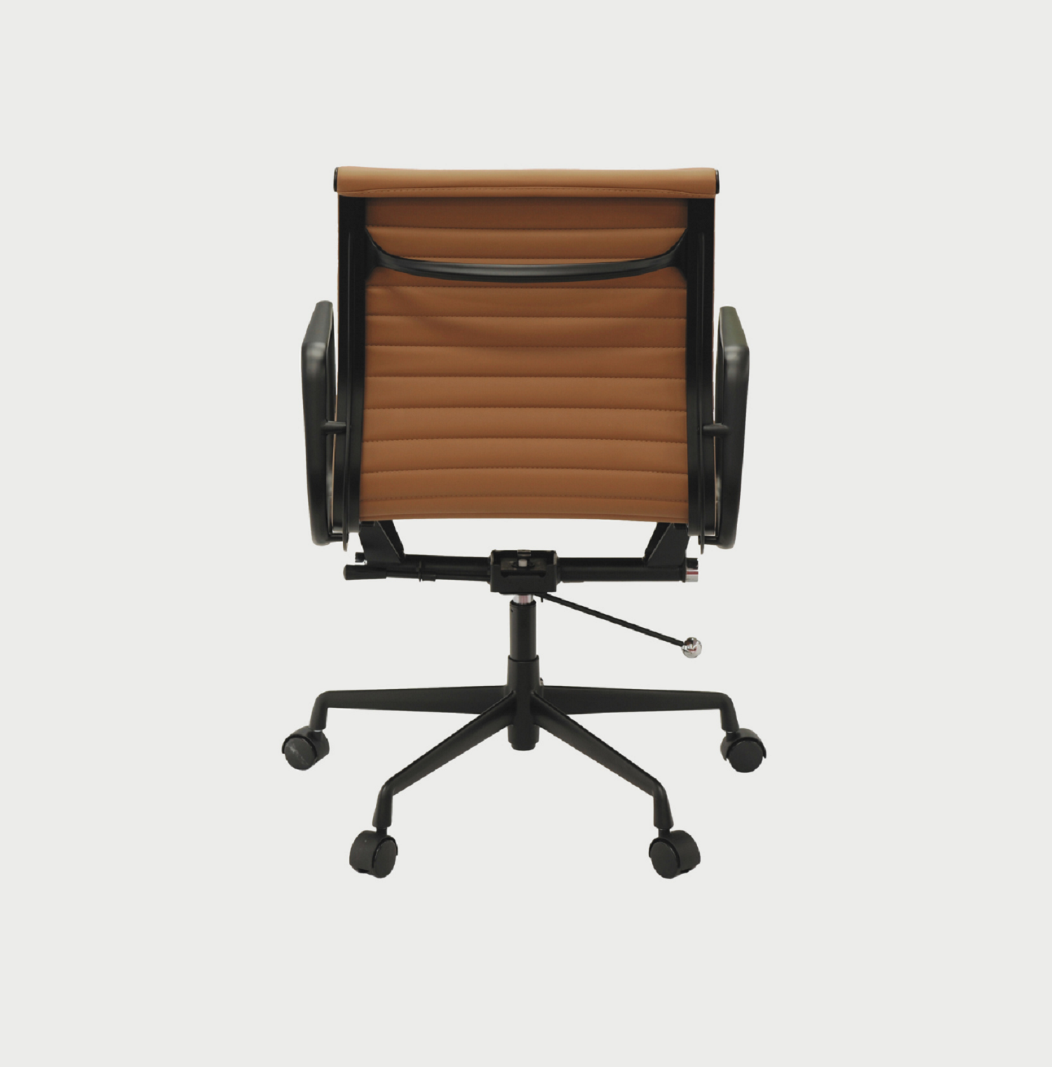 Kaplan Medium Back Office Chair – Tan | PU Leather & Matt Black Base