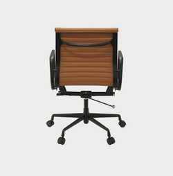 Kaplan Medium Back Office Chair – Tan | PU Leather & Matt Black Base